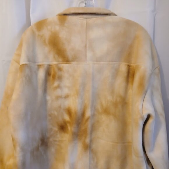 New Fleece Full Zip up Jacket women Plus 1X Tan Die collared w/ Pockets Trucker - Picture 9 of 10